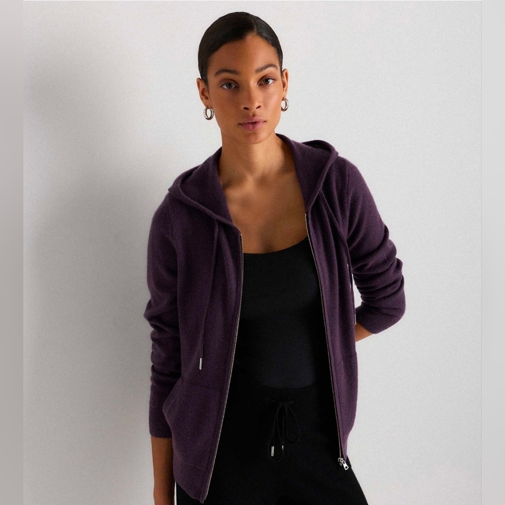 Quince 100% Mongolian Cashmere Zip-Up In Deep Orchid Purple Size XL